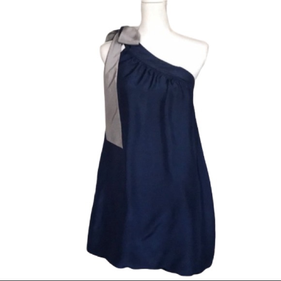 Ella Moss Dresses & Skirts - Ella Moss one shoulder navy blue silk bubble hem dress